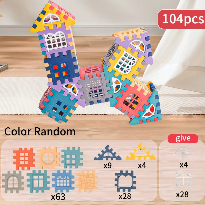 Large Scale House Building Block Simulation Window Design, Kindergarten Construction, Creation of Boys and Girls Large House Bui