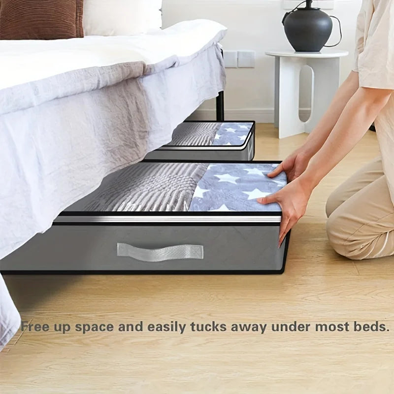 Dustproof under Bed Storage Box with Reinforced Handles for Comforter, Blanket, Bedding, Pillow, and Toys Bedroom Accessories