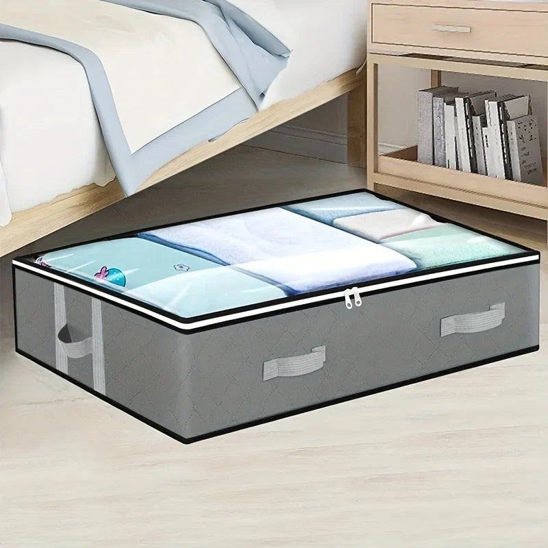 Dustproof under Bed Storage Box with Reinforced Handles for Comforter, Blanket, Bedding, Pillow, and Toys Bedroom Accessories
