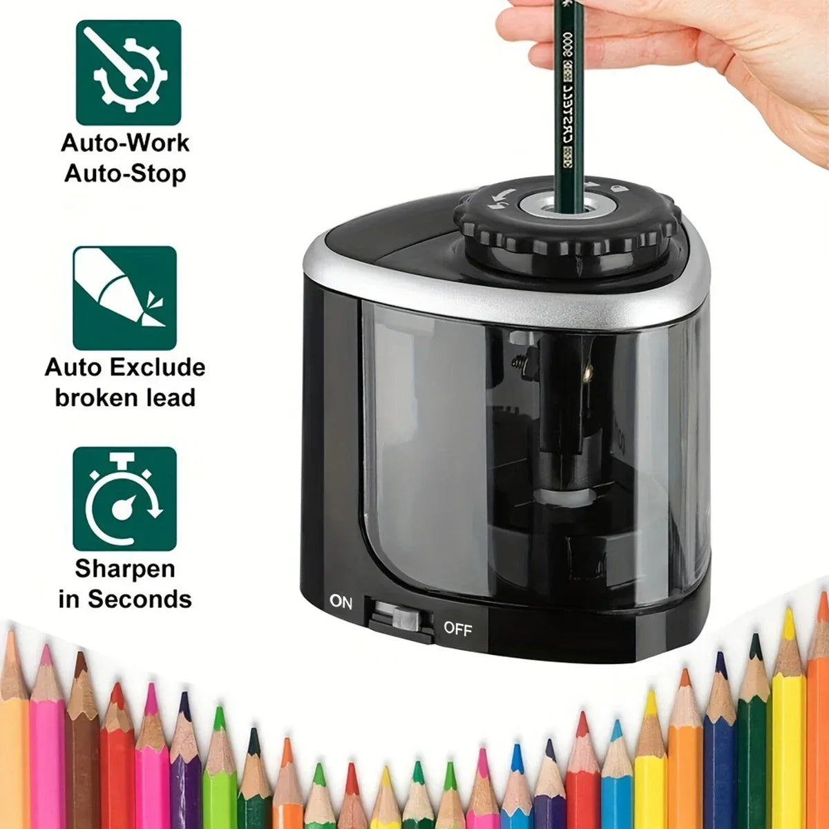 Electric Sharpener Assembly Desktop Automatic Pencil Sharpener Suitable to Pencils (6-8Mm) for Students School Office Stationery
