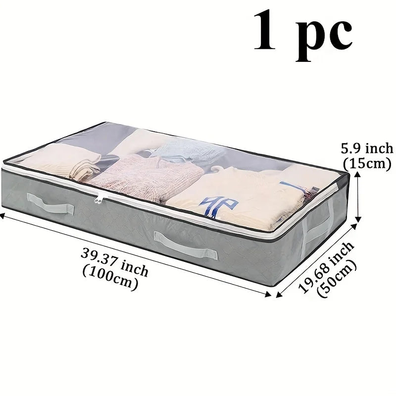 Dustproof under Bed Storage Box with Reinforced Handles for Comforter, Blanket, Bedding, Pillow, and Toys Bedroom Accessories