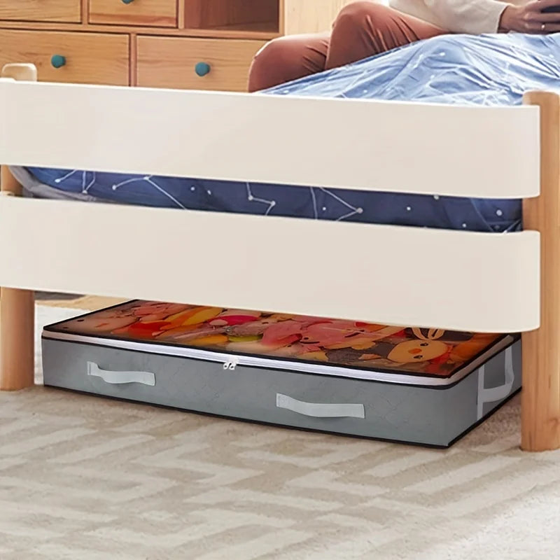 Dustproof under Bed Storage Box with Reinforced Handles for Comforter, Blanket, Bedding, Pillow, and Toys Bedroom Accessories