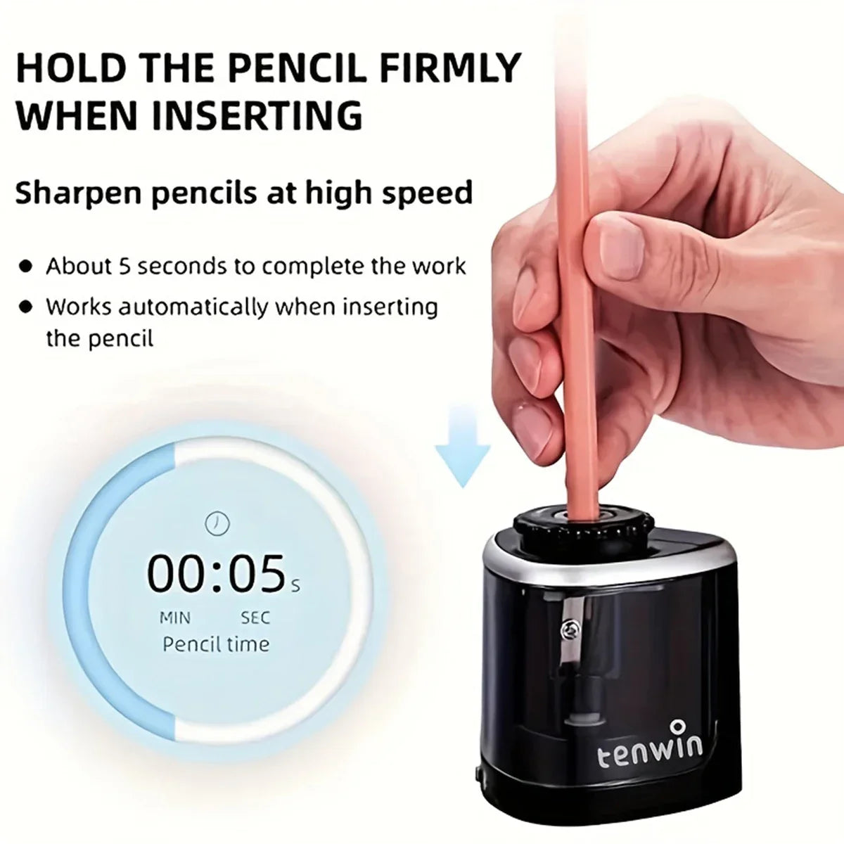 Electric Sharpener Assembly Desktop Automatic Pencil Sharpener Suitable to Pencils (6-8Mm) for Students School Office Stationery