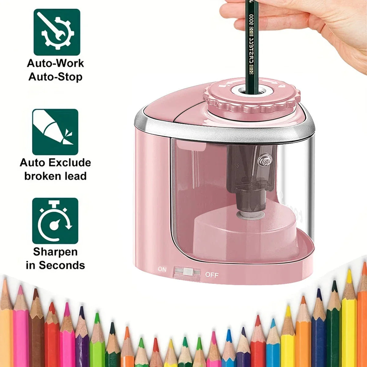 Electric Sharpener Assembly Desktop Automatic Pencil Sharpener Suitable to Pencils (6-8Mm) for Students School Office Stationery