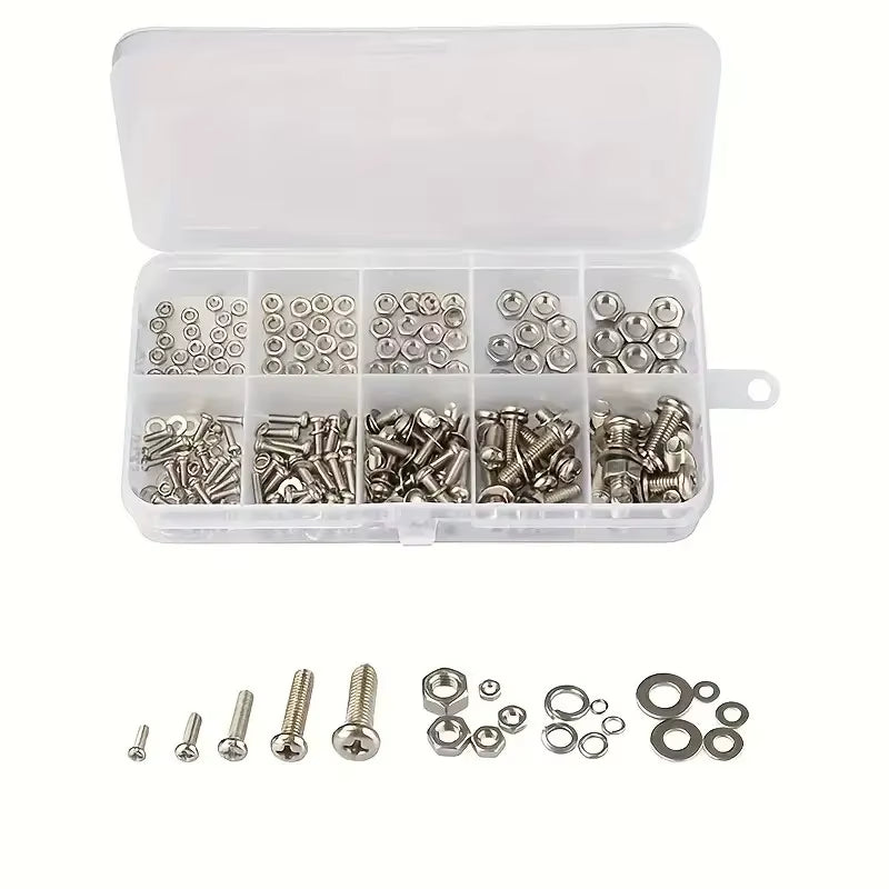 320Pcs Premium Stainless Steel Screw and Nut Assortment Kit - Corrosion-Resistant, Snap-In Nuts, M2 to M5 Sizes - Ideal for DIY,